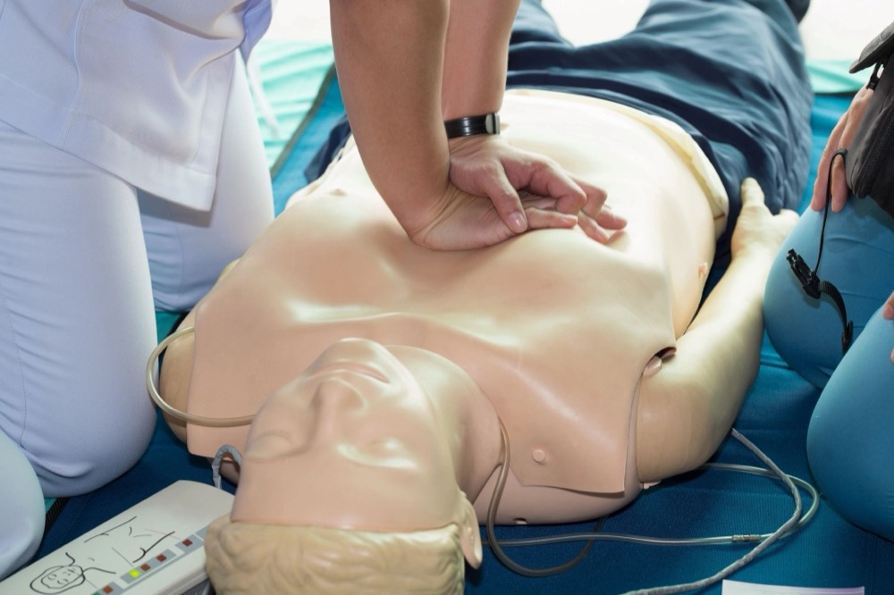 CPR practice on a training manikin